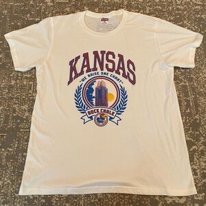 Kansas Jayhawks Charlie Hustle “One Chant” Tri-Blend T-Shirt Color White Size XL